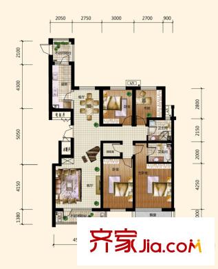 鐵西萬(wàn)達(dá)廣場(chǎng)戶型圖B組團(tuán)1#H 4室2廳2衛(wèi)