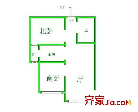 建賞歐洲 兩室 戶型圖