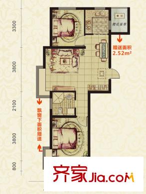 太湖明珠花園高層74平戶型 2室2廳1衛(wèi)1廚