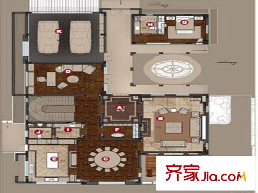 伴山湖LB戶型圖一層 6室3廳2衛(wèi)