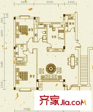 米拉晶典洋房Y-N戶型三層 3室2廳1衛(wèi)