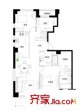 積水?裕沁聽(tīng)月軒A1-4a戶(hù)型 3室2廳2衛(wèi)