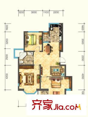 陽(yáng)光國(guó)際花園99.71平方米戶型 3室2廳1衛(wèi)1廚