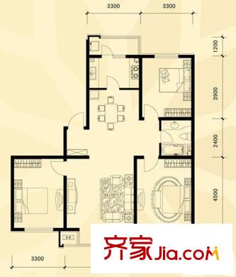 弘澤錦城D戶型 3室2廳1衛(wèi)1廚