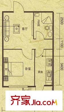 書香人家E戶型 1室1廳1衛(wèi)