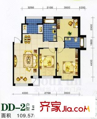 天和人家F戶型圖 3室2廳2衛(wèi)1廚