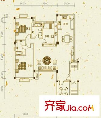 米拉晶典洋房Y-N戶型二層 3室2廳1衛(wèi)