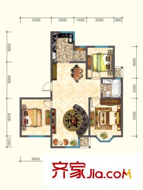 陽(yáng)光國(guó)際花園123.25平方米戶型 3室2廳1衛(wèi)1廚