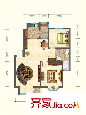 陽(yáng)光國(guó)際花園97.66平方米戶型 2室2廳1衛(wèi)1廚