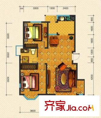 陽(yáng)光國(guó)際花園洋房8A戶型 2室2廳1衛(wèi)