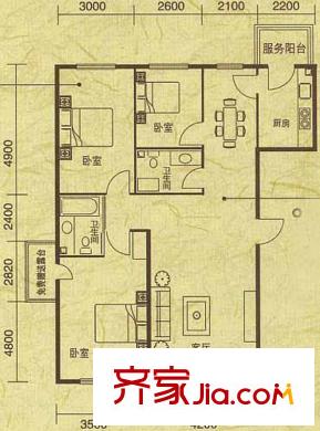 書香人家C戶型 3室2廳2衛(wèi)