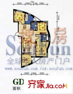 天和人家D戶型圖 4室2廳2衛(wèi)1廚