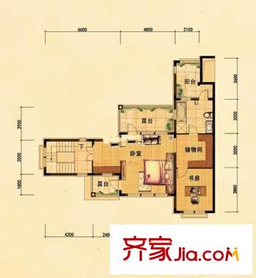 榮盛香緹瀾山洋房A11躍層 1室1廳1衛(wèi)