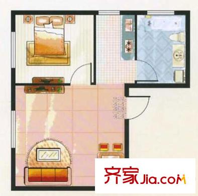 步陽江南甲第A5戶型 1室1廳1衛(wèi)