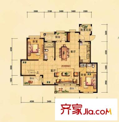 榮盛香緹瀾山洋房A11五層 2室2廳1衛(wèi)