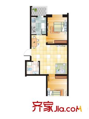碧水儷城A戶型 2室2廳1衛(wèi)1廚