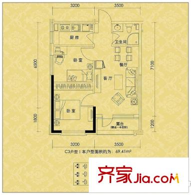 納帕名門C3戶型 2室2廳1衛(wèi)