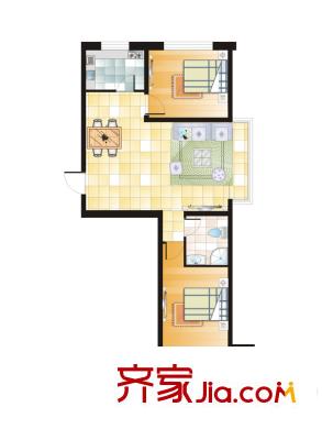 碧水儷城D戶型 2室2廳1衛(wèi)1廚