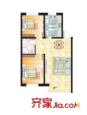 碧水儷城M1戶型 2室1廳1衛(wèi)1廚