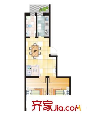 碧水儷城L戶型 2室2廳1衛(wèi)1廚