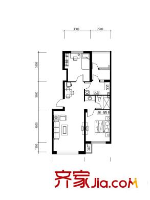 西城逸景H戶型 2室2廳1衛(wèi)1廚
