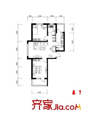 西城逸景A’戶型 2室2廳1衛(wèi)1廚