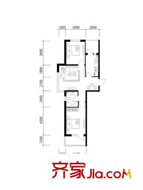 西城逸景P戶型 2室2廳1衛(wèi)1廚