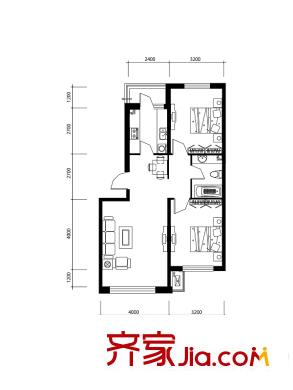 西城逸景N戶型 2室2廳1衛(wèi)1廚