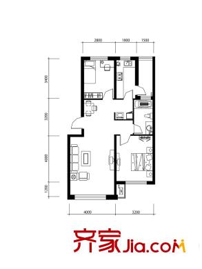 西城逸景H”戶型 2室2廳1衛(wèi)1廚