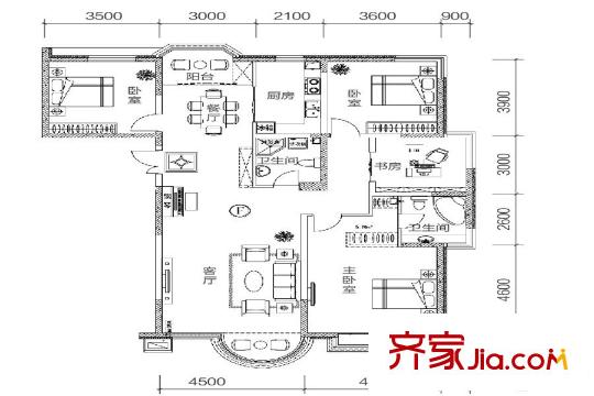 香堤灣F戶型圖 4室4廳4衛(wèi)