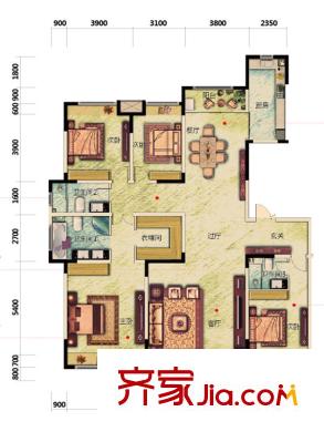 中海?盛京閣247平B戶型 4室2廳3衛(wèi)1廚