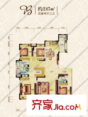 中海?盛京閣3層戶型 4室3廳3衛(wèi)