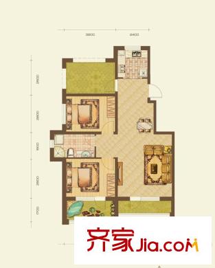 七星九龍灣戶型a 2室2廳1衛(wèi)