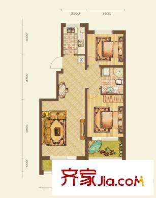 七星九龍灣戶型b 2室2廳1衛(wèi)