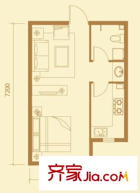 香檳藍郡M戶型 1室1廳1衛(wèi)