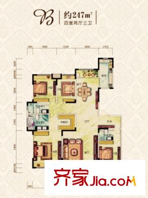 中海?盛京閣戶型圖2 4室2廳3衛(wèi)