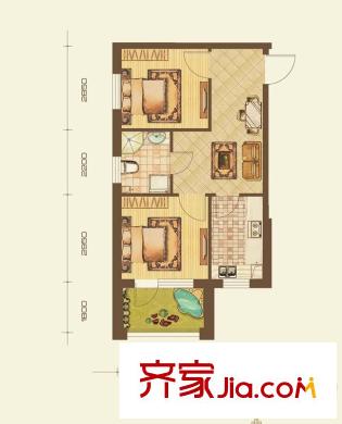 七星九龍灣戶型j 2室1廳1衛(wèi)