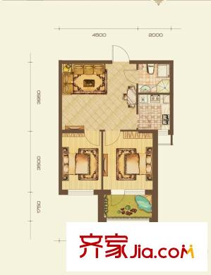 七星九龍灣戶型f 2室2廳1衛(wèi)