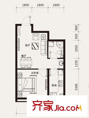 百荷灣三期高層GC戶(hù)型 1室1廳1衛(wèi)1廚