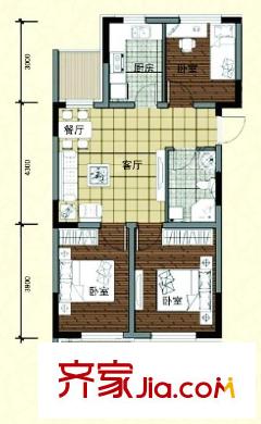 爵士公館D戶型 3室2廳1衛(wèi)1廚