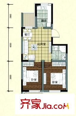 爵士公館C戶型 2室2廳1衛(wèi)1廚