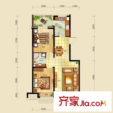 億甲尚府高層?xùn)|西戶型 2室2廳1衛(wèi)