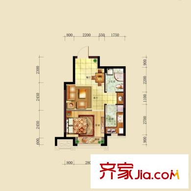 億甲尚府高層?xùn)|中戶型 1室2廳1衛(wèi)