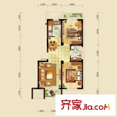 億甲尚府戶型圖 2室2廳1衛(wèi)1廚