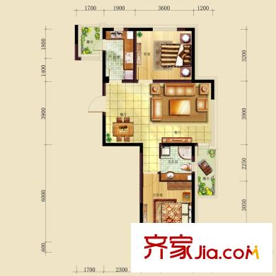 億甲尚府戶型圖 2室2廳1衛(wèi)1廚