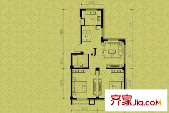 鑫豐?熙區(qū)府6#J戶型 2室1廳1衛(wèi)1廚