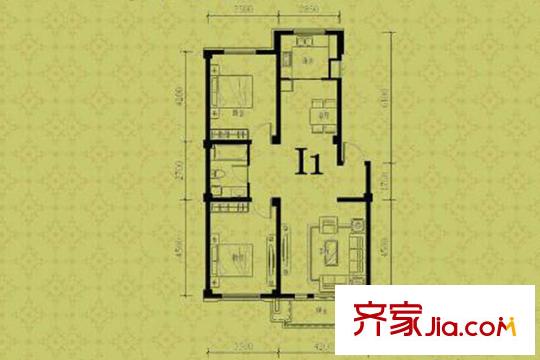 鑫豐?熙區(qū)府5-9#I1戶型 2室2廳1衛(wèi)1廚