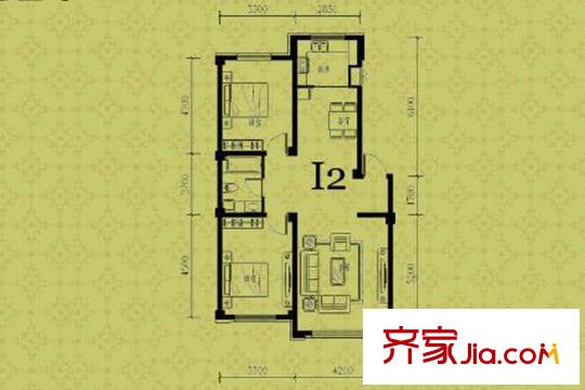 鑫豐?熙區(qū)府6#I2戶型 2室2廳1衛(wèi)1廚
