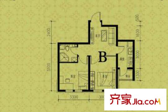 鑫豐?熙區(qū)府1#2#B戶型（售罄） 2室1廳1衛(wèi)1廚