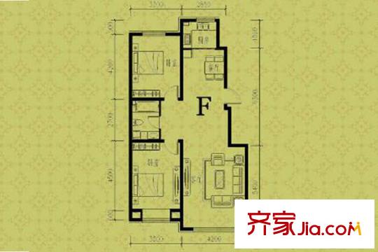 鑫豐?熙區(qū)府3#F戶型 2室2廳1衛(wèi)1廚